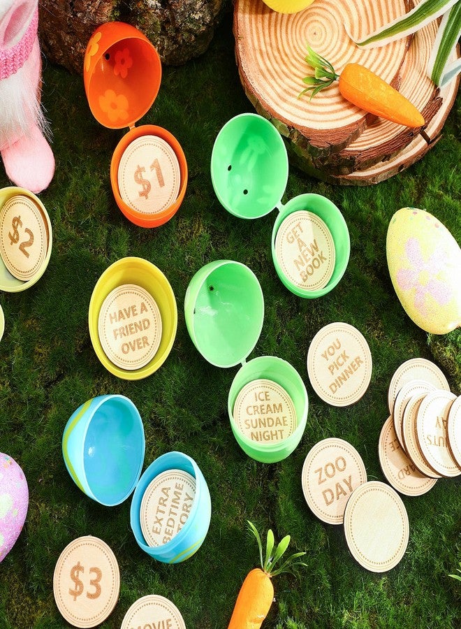 CypherX Easter Egg Fillers- Wooden Easter Reward Tokens, Easter Prizes Stuffers Coins, Family Night Tokens, 24 Redeemable Tokens+6 Blank DIY Tokens, Unique Family Easter Egg Hunt Activities- Coin - Image 2